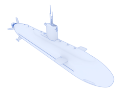 submarino aislado en antecedentes. 3d representación - ilustración png