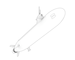 submarino isolado em fundo. 3d Renderização - ilustração png