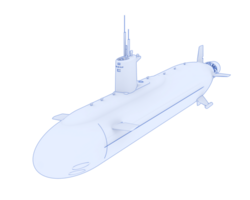 submarino aislado en antecedentes. 3d representación - ilustración png