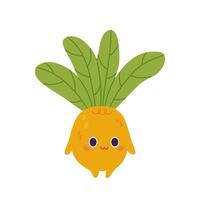 Cute mandrake in kawaii style. Hand drawn illustration. vector