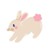 Cute rabbit jumping. Flat illustration isolated on white background. vector