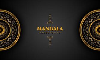 Golden mandala on black background design. vector