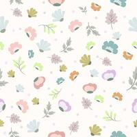 Seamless Pattern Elements Flower. Flat Design Spring Pattern. Modern design with different flowers, leaves and twigs on a light background. vector