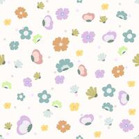 Seamless Pattern Elements Flower. Flat Design Spring Pattern. Modern design with different flowers, leaves and twigs on a light background. vector