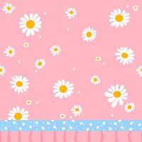 Seamless pattern with daisy flower on purple background illustration. Flat design. vector