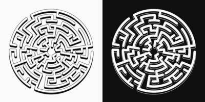 Big labyrinth in vintage style. Design element for esoteric, mystical surreal concepts, answer search, spiritual quest. Black and white illustration vector