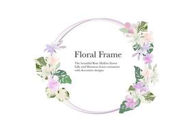 blossom decorative flower frame banner on background vector