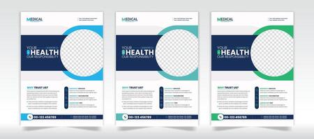 Medical services flyer template design layout vector