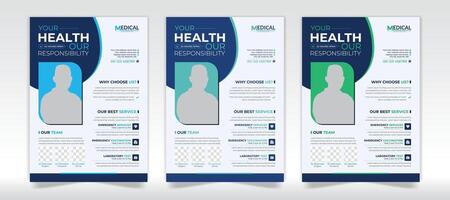 Corporate healthcare and medical flyer design layout with A4 design vector