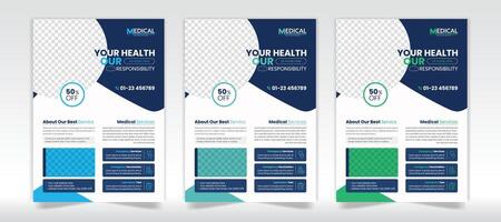 Minimalistic Medical flyer design template with flyer set vector
