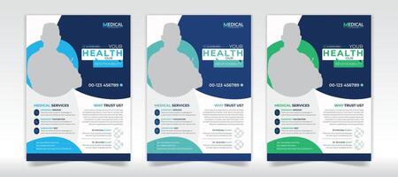 Creative and minimul medical flyer design template for hospital and doctors vector