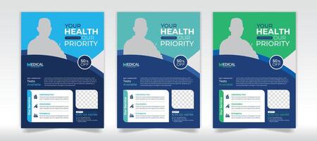 Set of medical flyer design template, Home medical service flyer template design vector