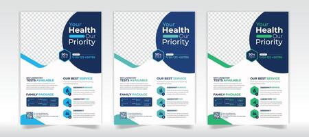 Simple medical flyer with background blue and green vector