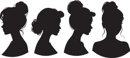 women id silhouette portraits set vector