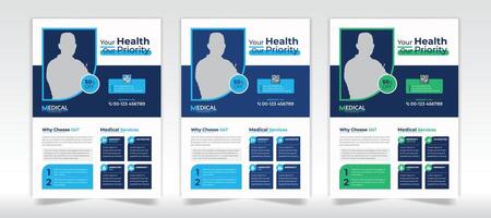 Minimal and clean medical flyer design template with A4 design vector