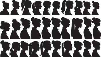 women id silhouette portraits set vector