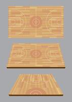 a hard wood basketball court from different angle vector