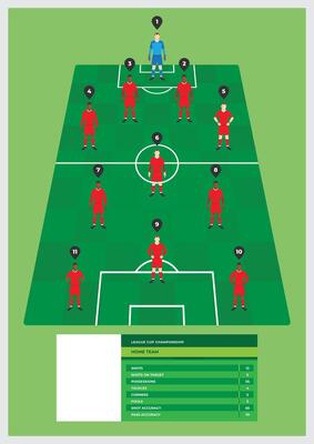 football soccer team from vertical view with complete squad