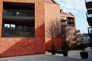 Modern residential complex in Gdansk, Poland. Living house facade photo