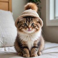 un pequeño gato con un sombrero foto
