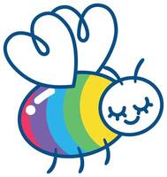 Cute Rainbow Bee Pride Sticker Icon vector