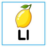 fresh lemon fruit alphabet l illustration vector