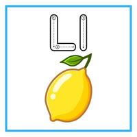 tracing alphabet fresh lemon fruit illustration vector