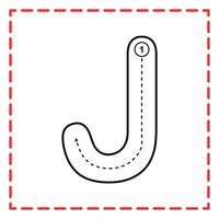 alphabet tracing j illustration vector