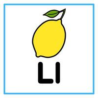 flat lemon fruit alphabet l illustration vector