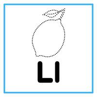 tracing lemon fruit alphabet l illustration vector