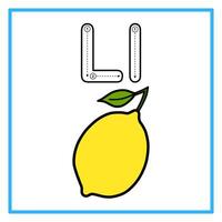 tracing alphabet flat lemon fruit illustration vector