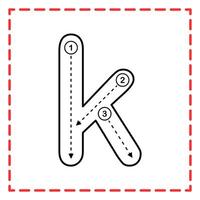 alphabet tracing kk illustration vector