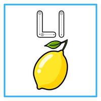 tracing alphabet lemon fruit illustration vector