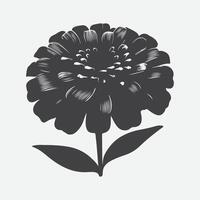 Majestic Zinnia Flower Silhouette, Captivating Elegance in Simplicity vector