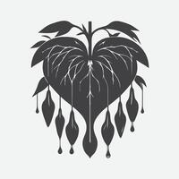 Print Enchanting Elegance, The Striking Silhouette of the Bleeding Heart Flower vector