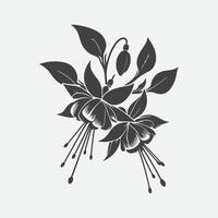 Print Elegant Fuchsia Flower Silhouette, A Stunning Botanical Masterpiece vector