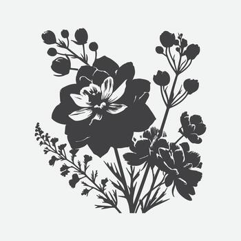 impresión encantador espuela de caballero flor silueta, un agraciado floración en sombra vector