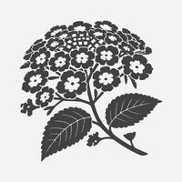 Print Enchanting Lantana Flower Silhouette, A Visual Symphony of Nature's Elegance vector