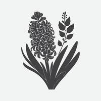 Elegant Hyacinth Flower Silhouette, A Perfect Blend of Simplicity and Beauty vector