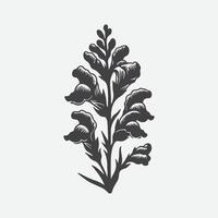 Print Elegant Snapdragon Flower Silhouette, A Timeless Floral Icon vector