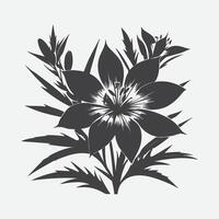 Print Ethereal Elegance, Majestic Silhouette of the Lobelia Flower vector