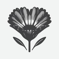 Print Stunning Silhouette, The Majestic Beauty of the Calendula Heart Flower vector