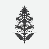 Print Elegant Foxglove Flower Silhouette, A Graceful Outline of Nature's Beauty vector