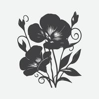 Print Enchanting Silhouette of the Sweet Pea Flower, A Botanical Masterpiece vector