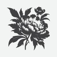 Captivating Elegance, Peony Flower Silhouette Art vector