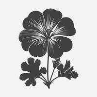 Print Stunning Geranium Flower Silhouette, A Timeless Botanical Elegance vector