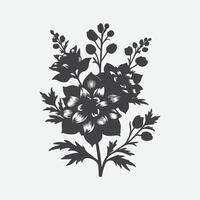 Print Enchanting Delphinium Flower Silhouette, A Graceful Bloom in Shadow vector