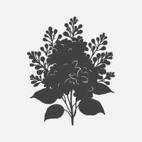 Captivating Lilac Flower Silhouette, Nature's Delicate Beauty in Outline vector