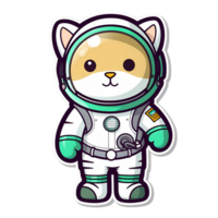 marrant mignonne chat dans astronaute costume dans le galaxie autocollant png