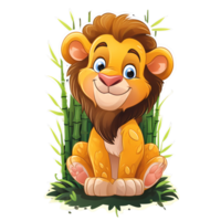 Cute Baby lion Cozy Sticker, cute floral on transparent background png